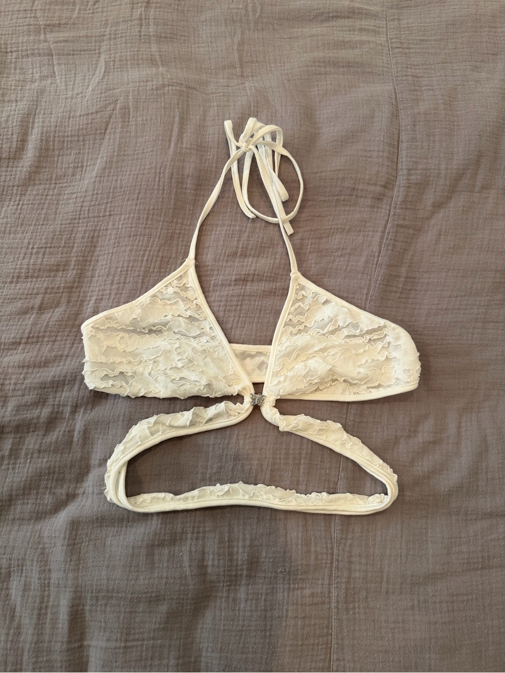 SHEIN Ivory Lace Halter Bralette